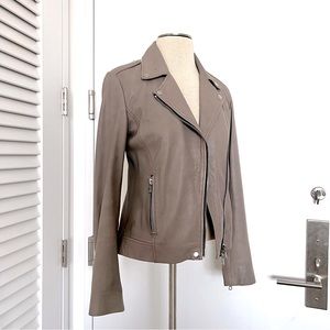 SET Urban Deluxe (German Brand) Genuine Leather Jacket Biker style Taupe, size 2